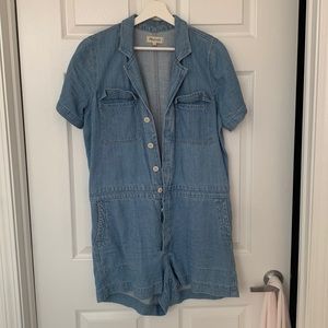 Madewell Denim Coverall Romper, Size L